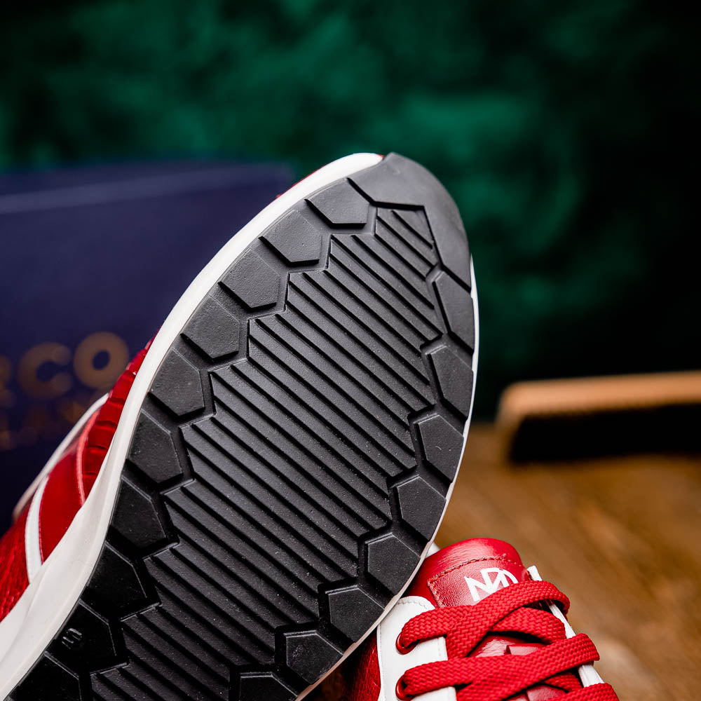 Marco Di Milano Lyon Ostrich Leg & Calfskin Sneakers Red / White