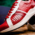 Marco Di Milano Lyon Ostrich Leg & Calfskin Sneakers Red / White