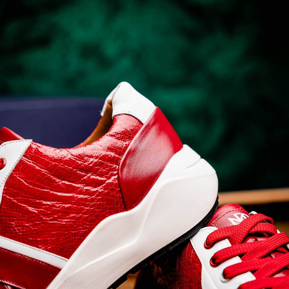 Marco Di Milano Lyon Ostrich Leg & Calfskin Sneakers Red / White