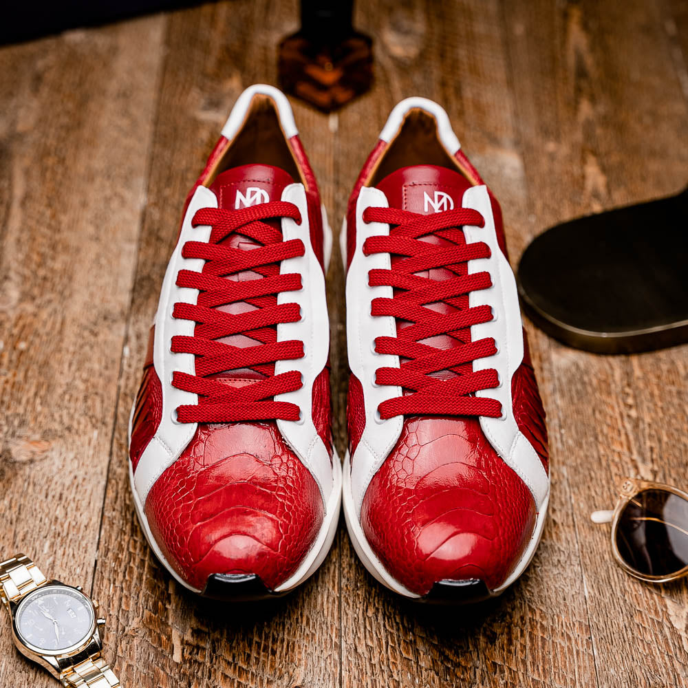 Marco Di Milano Lyon Ostrich Leg & Calfskin Sneakers Red / White