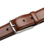 Mezlan Center-Piped Calfskin Belt Cognac