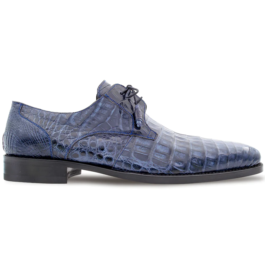 Mezlan Anderson Crocodile Derby Shoes Blue