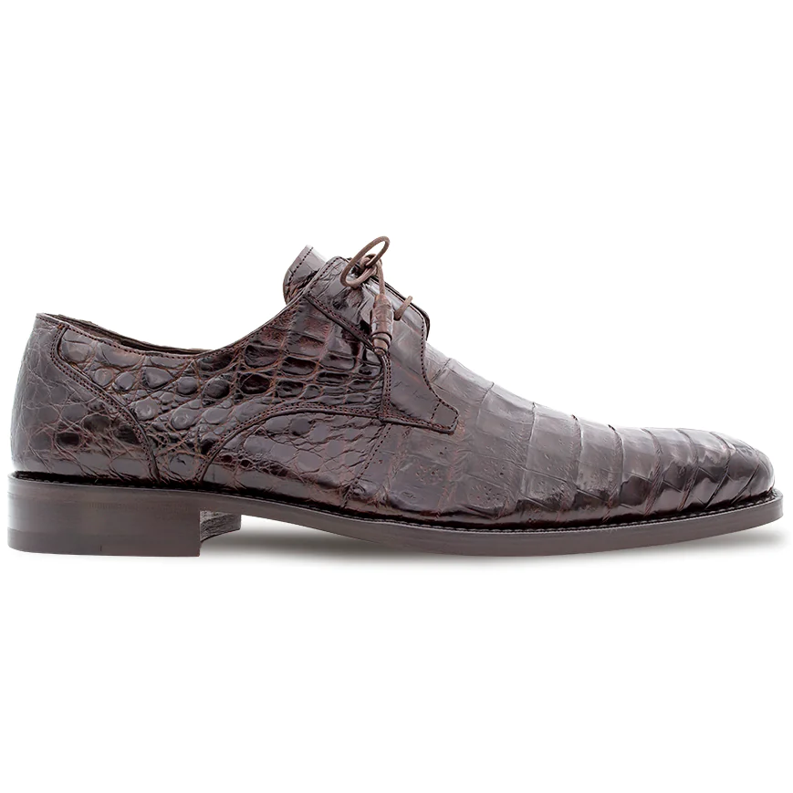 Mezlan Anderson Crocodile Derby Shoes Dark Brown