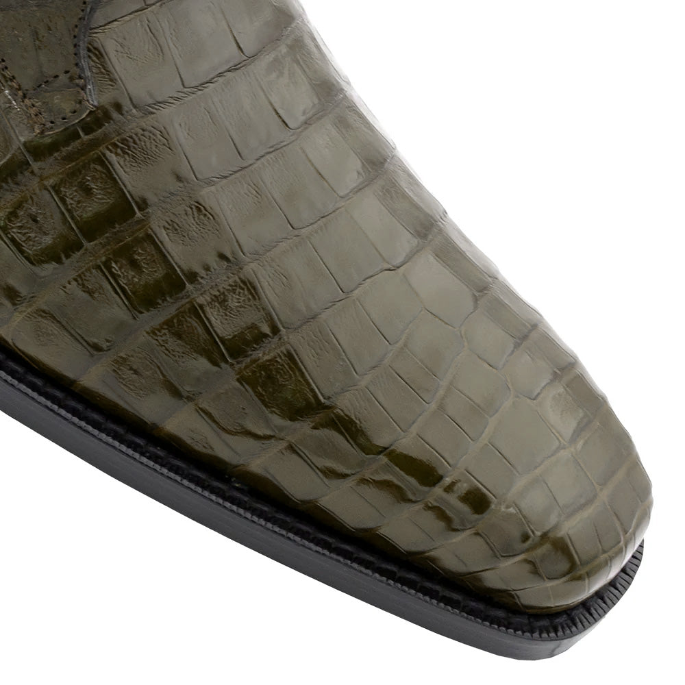 Mezlan Anderson Crocodile Derby Shoes Olive (13584-F)