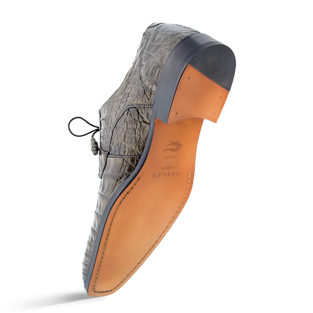 Mezlan Anderson Crocodile Derby Shoes Gray (13584-F)