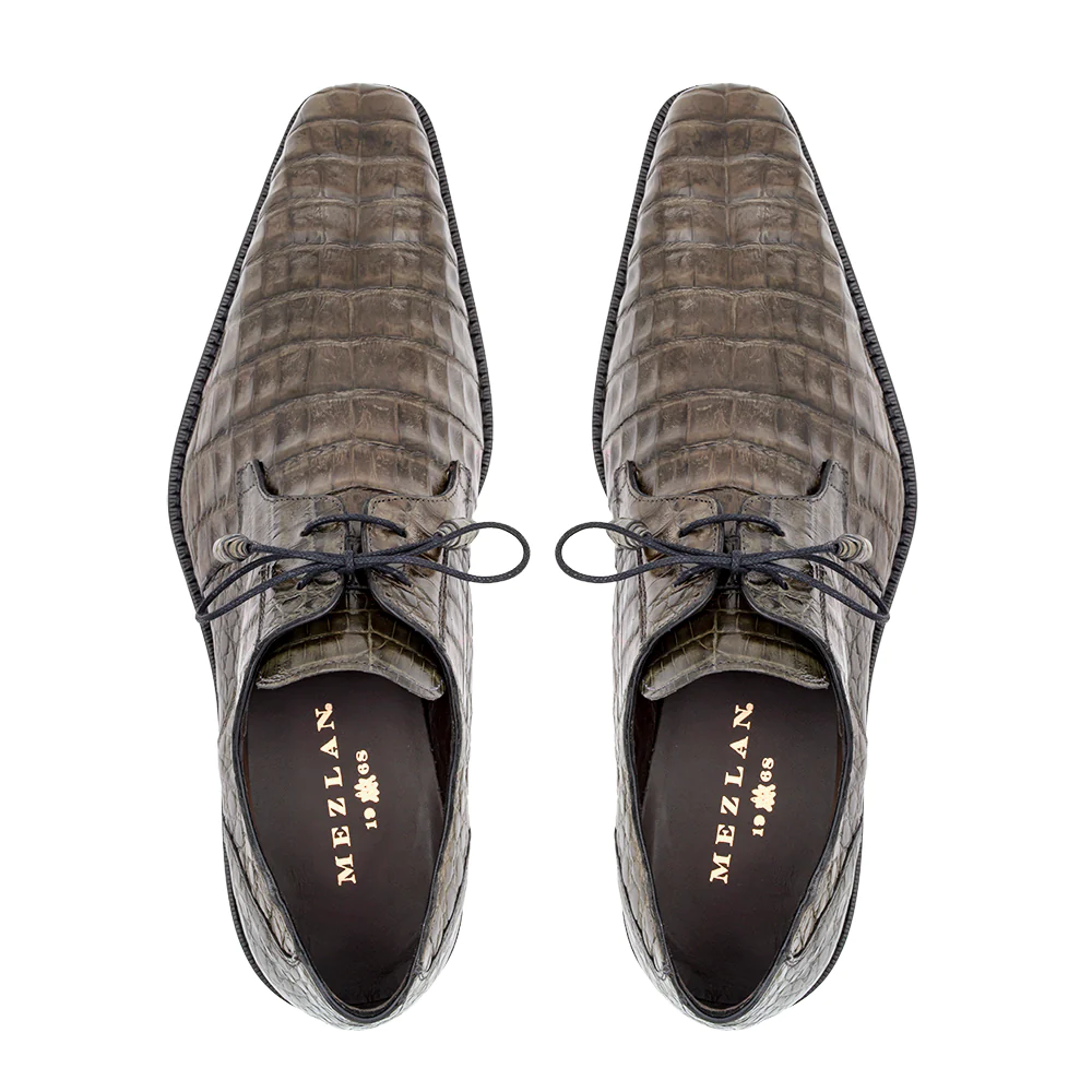 Mezlan Anderson Crocodile Derby Shoes Gray (13584-F)