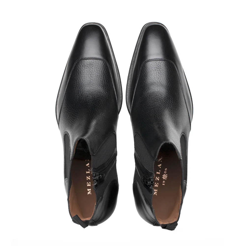 Mezlan Cadence Leather Zip Chelsea Boot Black