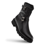 Mezlan Deer / Calf Moto Boot Black 