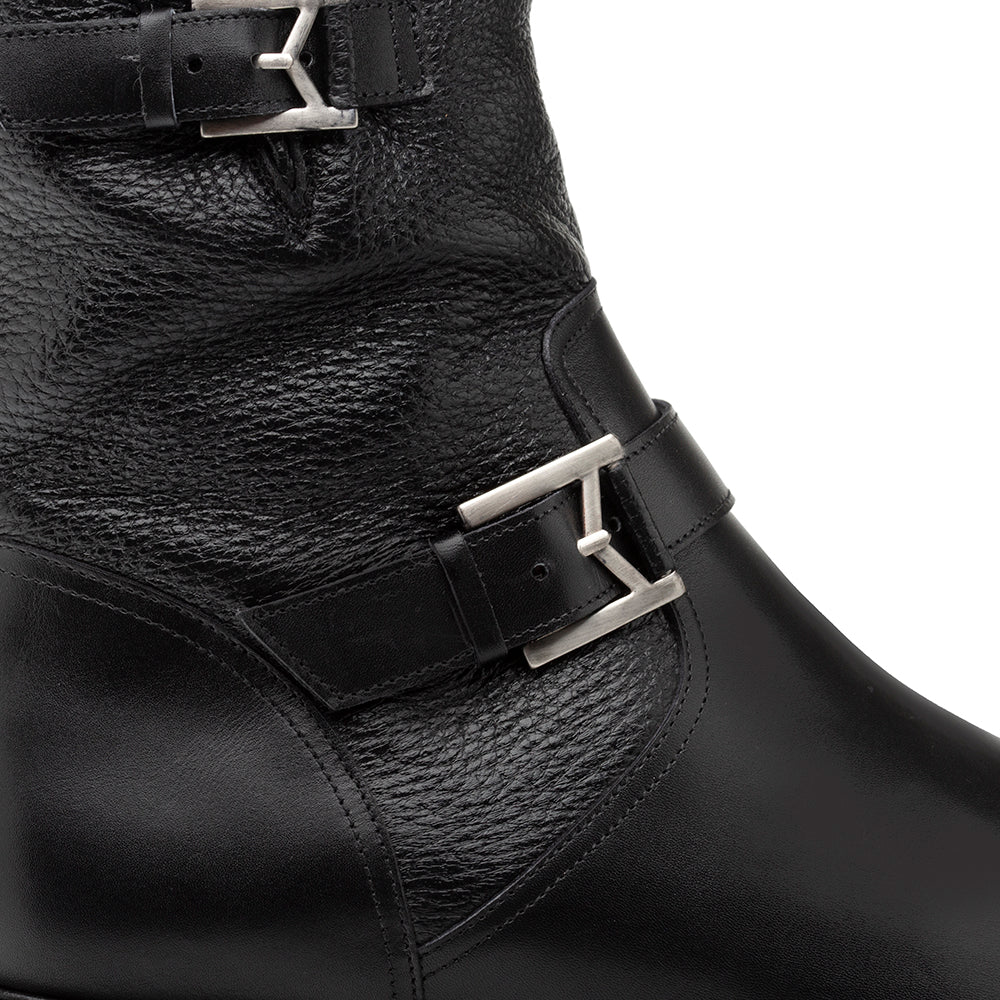 Mezlan Deer / Calf Moto Boot Black 