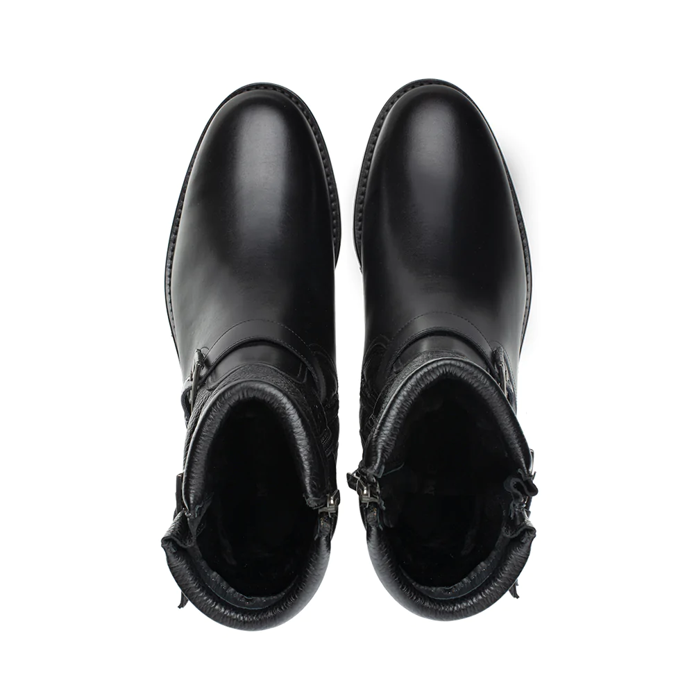 Mezlan Deer / Calf Moto Boot Black 