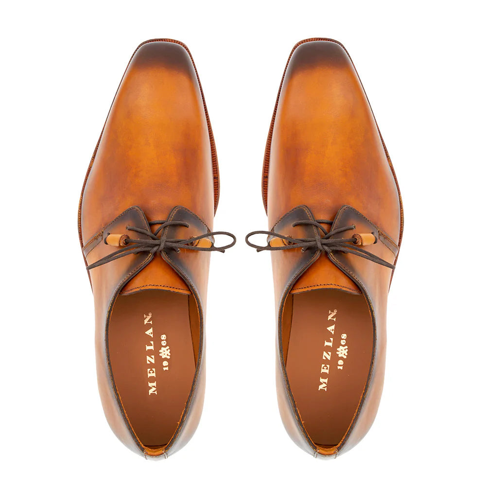 Mezlan Empire Patina Leather Derby Cognac
