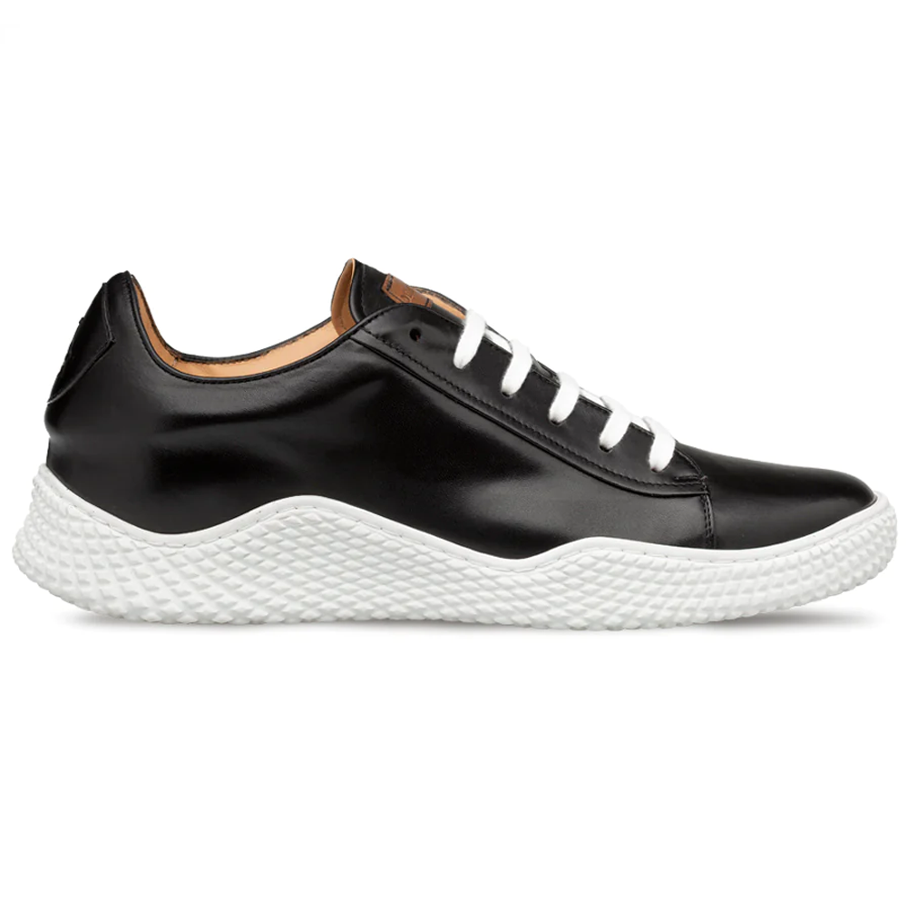 Mezlan Leather Scallop Sole Sneaker Black