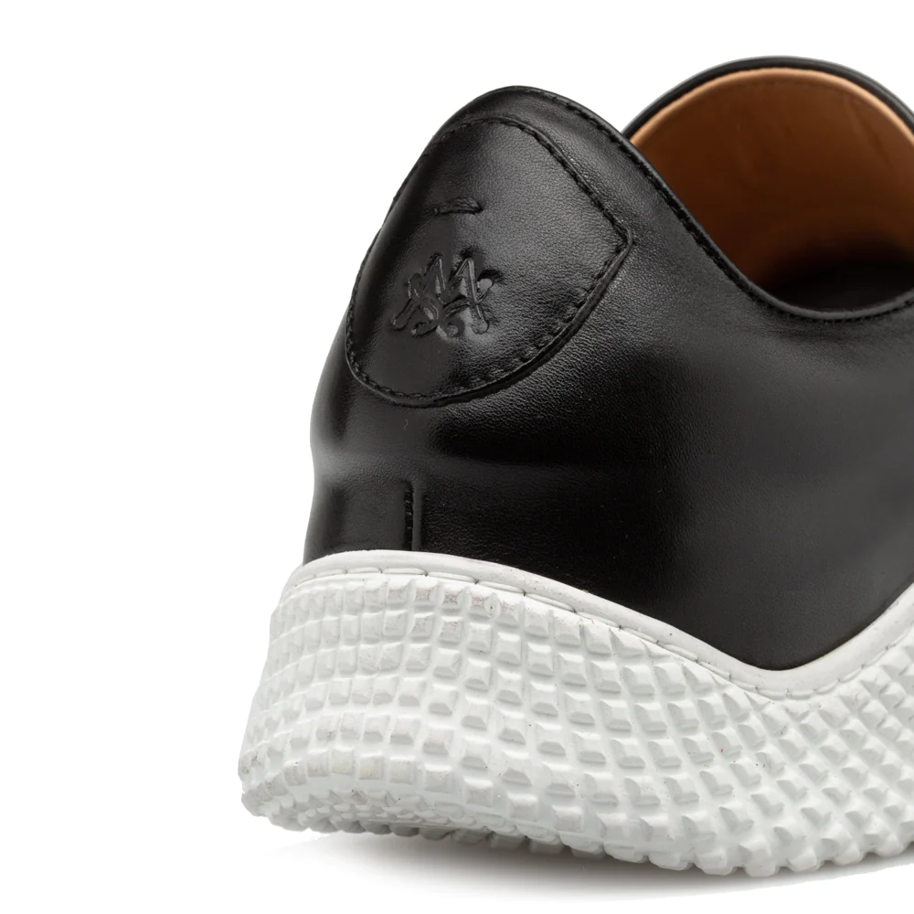 Mezlan Leather Scallop Sole Sneaker Black (A20604)