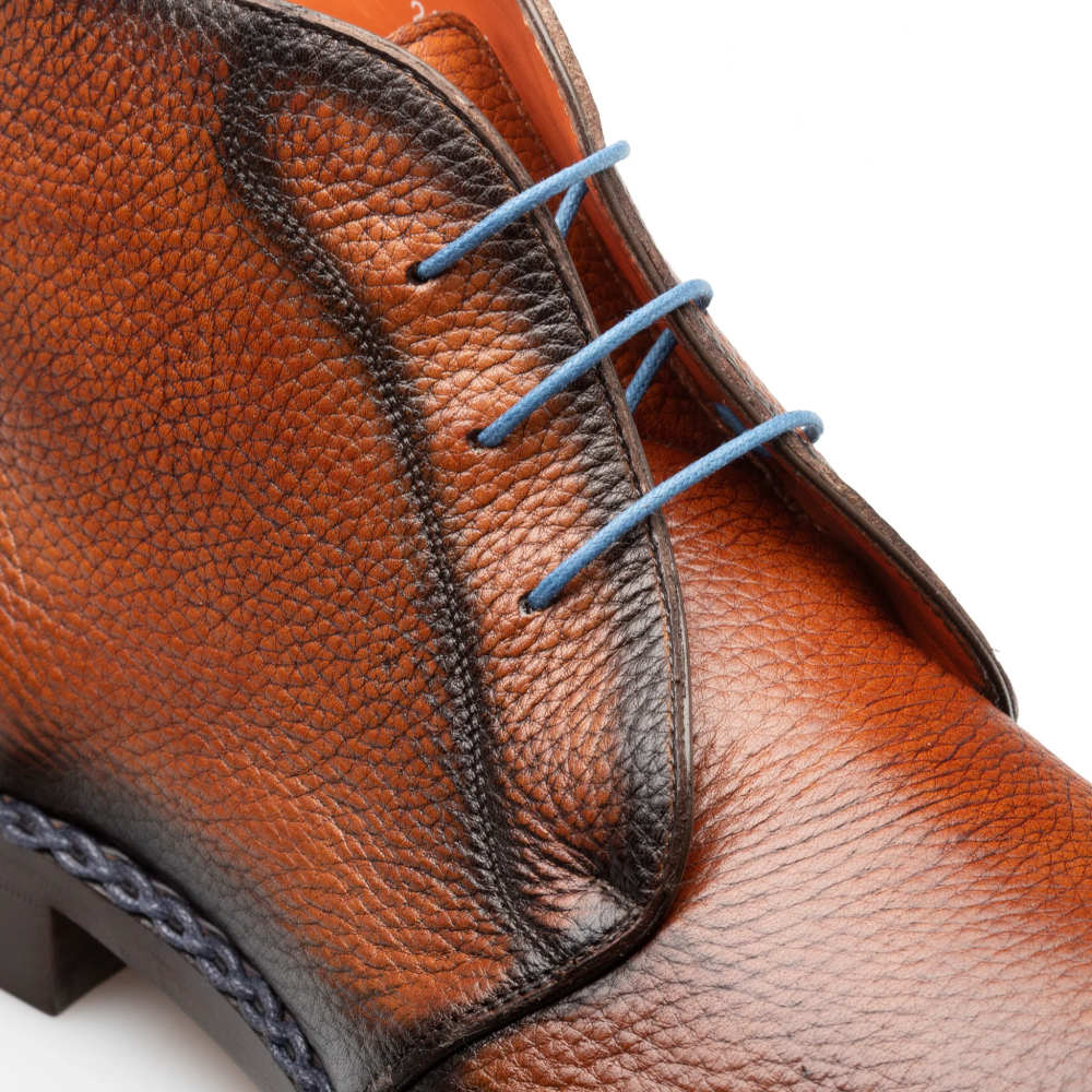 Mezlan Conqueror Deerskin Demi-Boot Dark Cognac