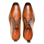 Mezlan Conqueror Deerskin Demi-Boot Dark Cognac