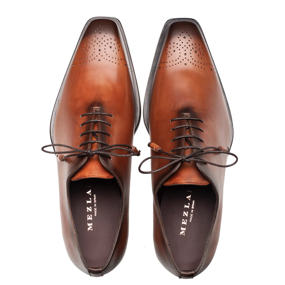 Mezlan Cupula Patina Whole-Cut Oxfords Tan (20933)