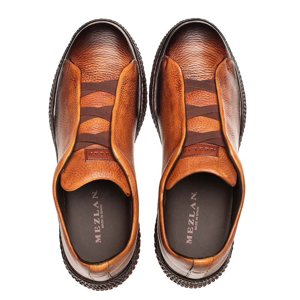 Mezlan Calcio Deer Slip On Sneaker Cognac 