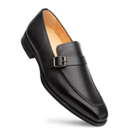 Mezlan Salato Leather / Rubber Strap Loafer Black (20965)