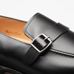 Mezlan Salato Leather / Rubber Strap Loafer Black (20965)