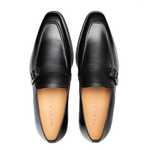 Mezlan Salato Leather / Rubber Strap Loafer Black (20965)