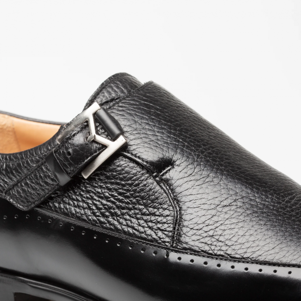 Mezlan Bernardo Deer/Shine Monk Strap Black (20969)