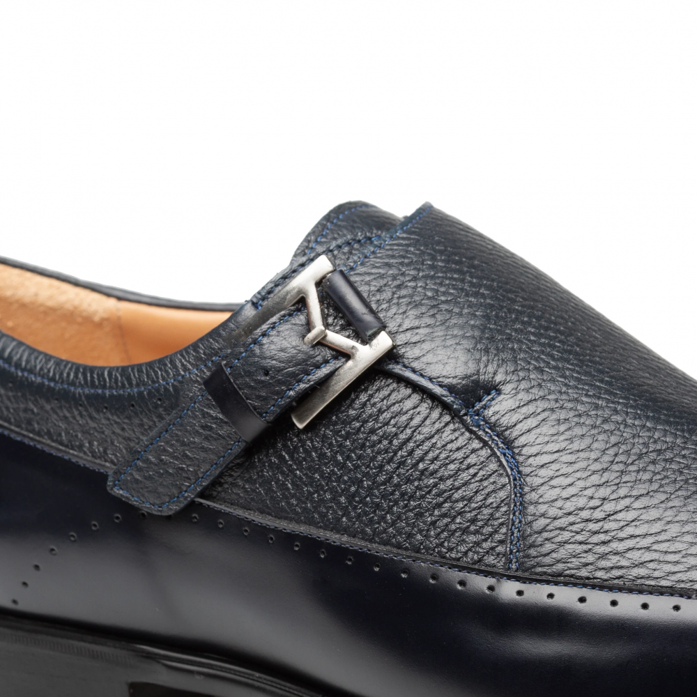 Mezlan Bernardo Deer/Shine Monk Strap Blue (20969)