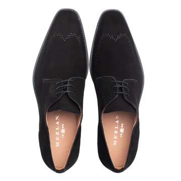 Mezlan Suede Wingtip Derby Black (S20977)