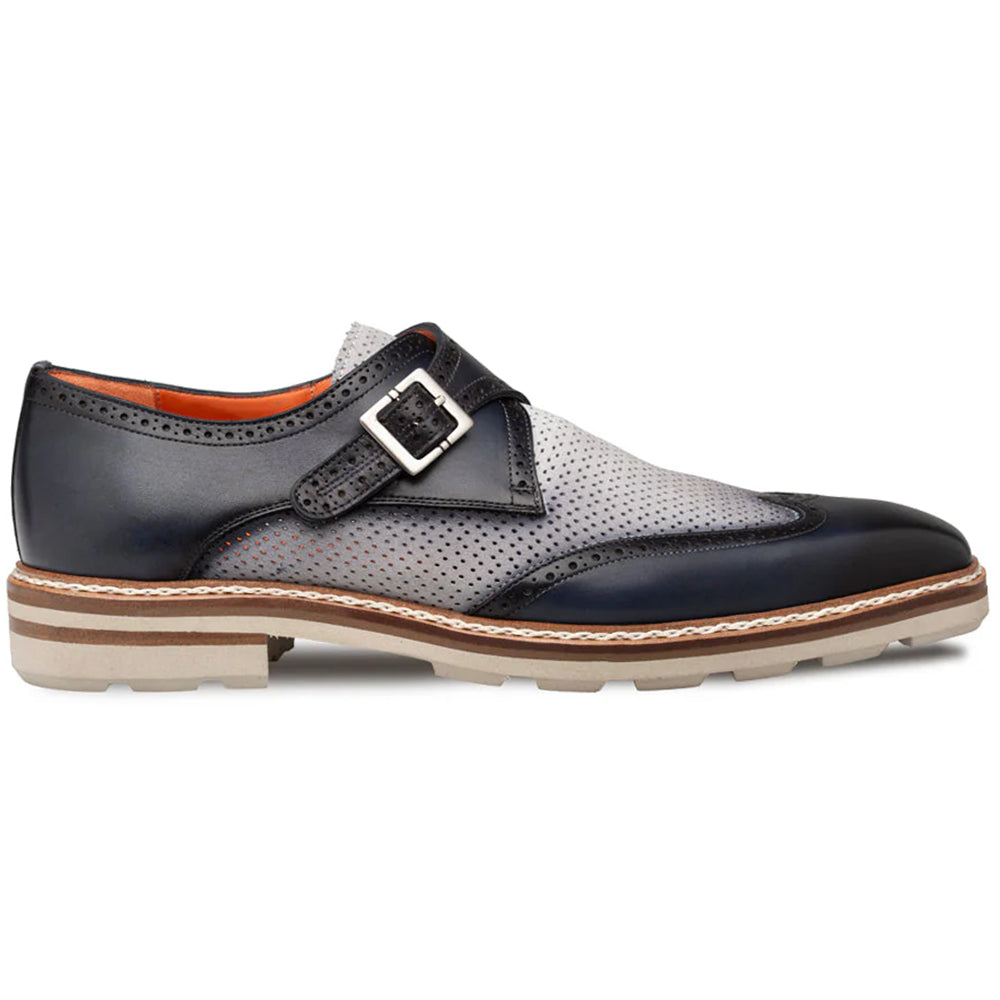 Mezlan Sogno Rugged Monk Strap Blue / Grey