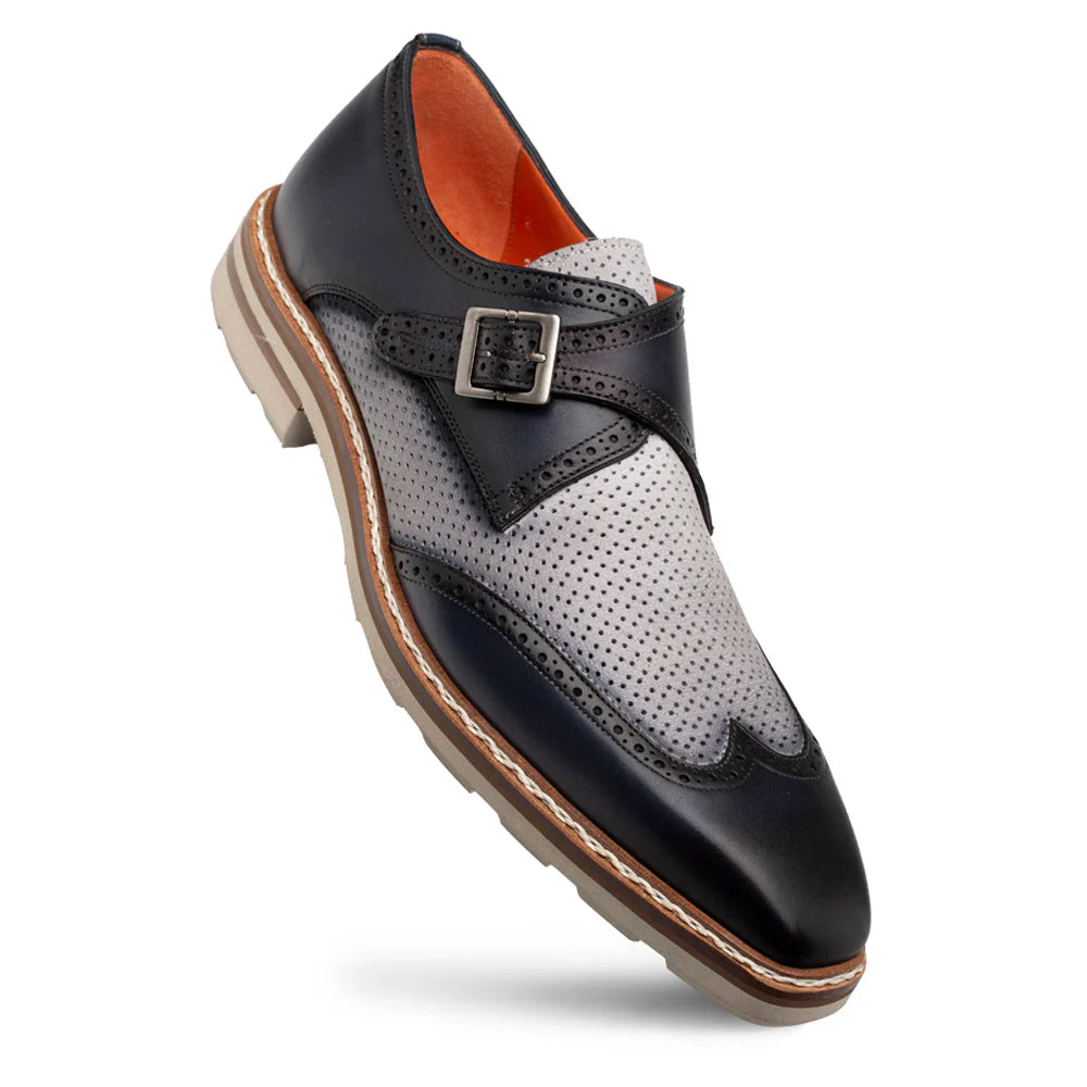 Mezlan Sogno Rugged Monk Strap Blue / Grey