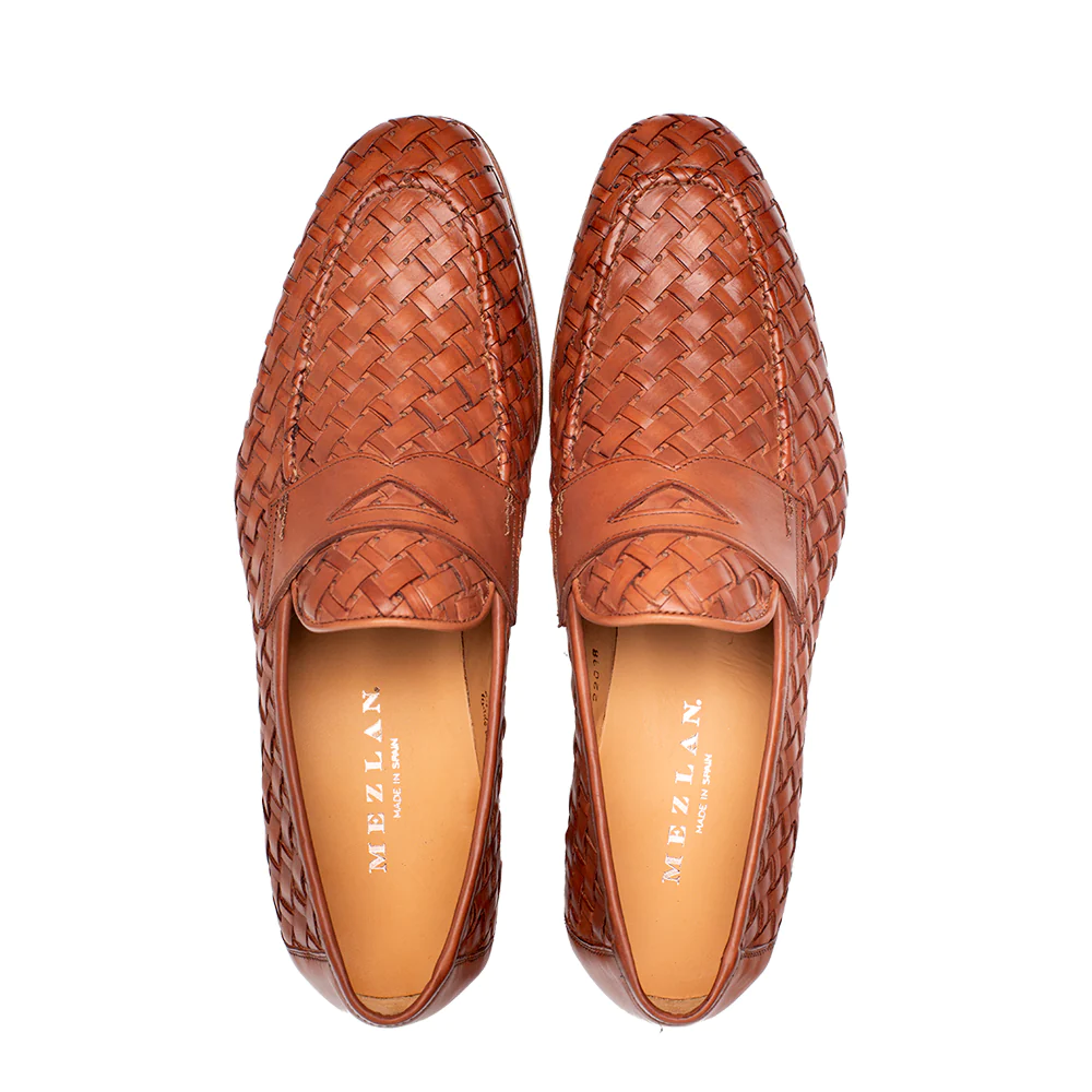 Mezlan Solomeo Woven Penny Loafer Cognac (21101)