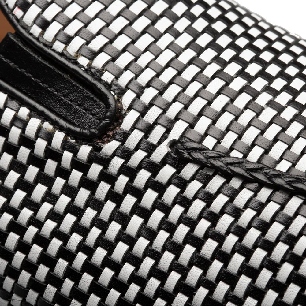 Mezlan Almeria Woven Slip-On Loafer Black / White (21187)
