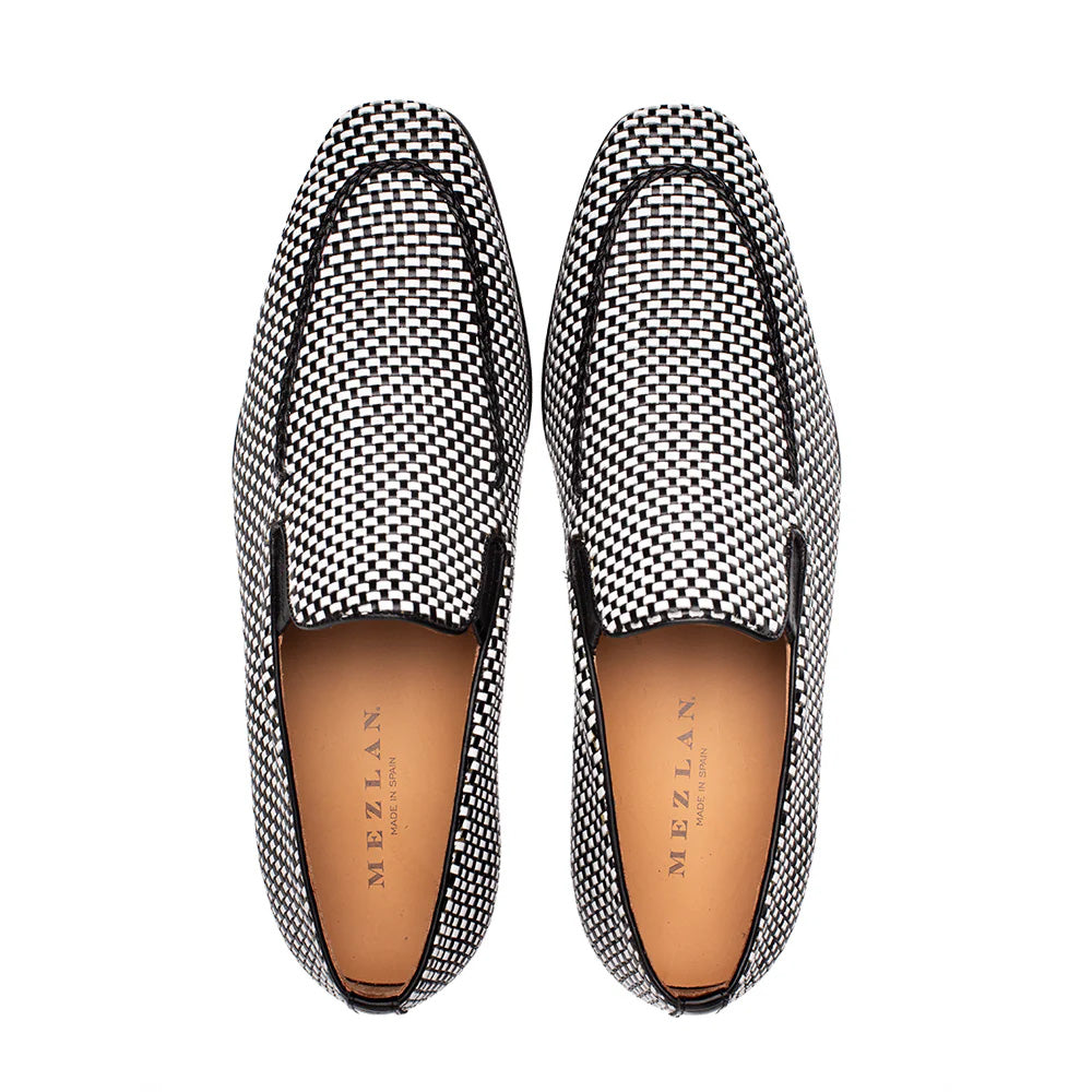 Mezlan Almeria Woven Slip-On Loafer Black / White (21187)