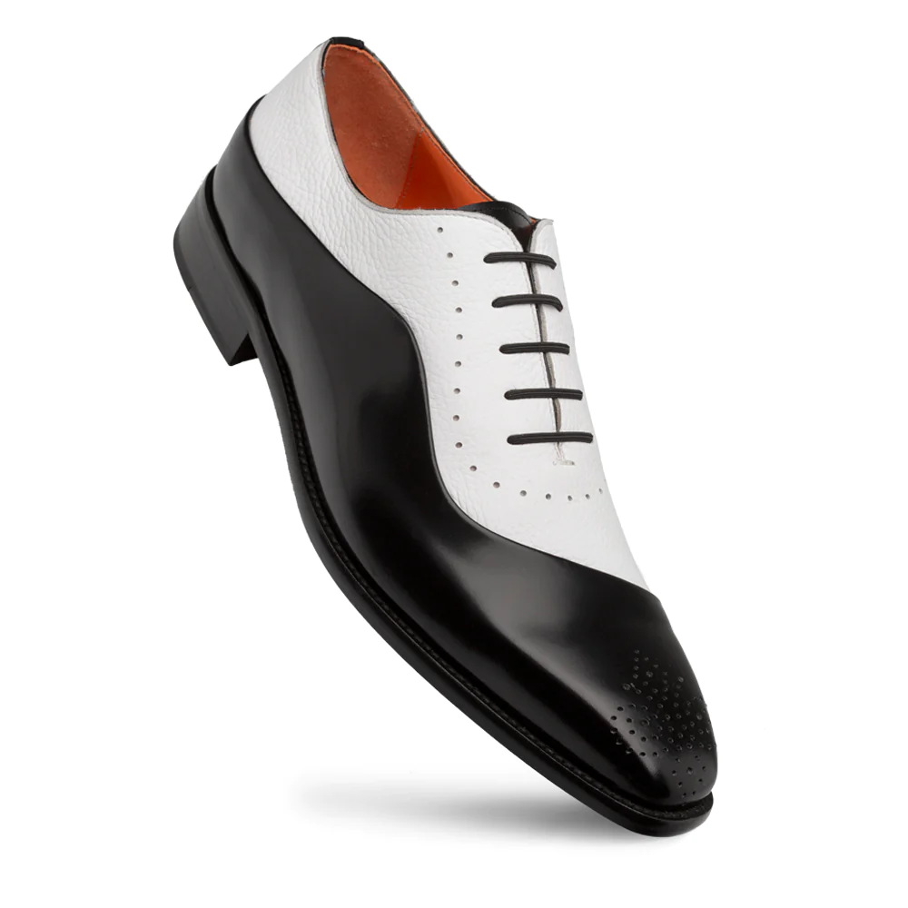Mezlan Two-Tone Calf & Deer Oxford Black / White (S21190)