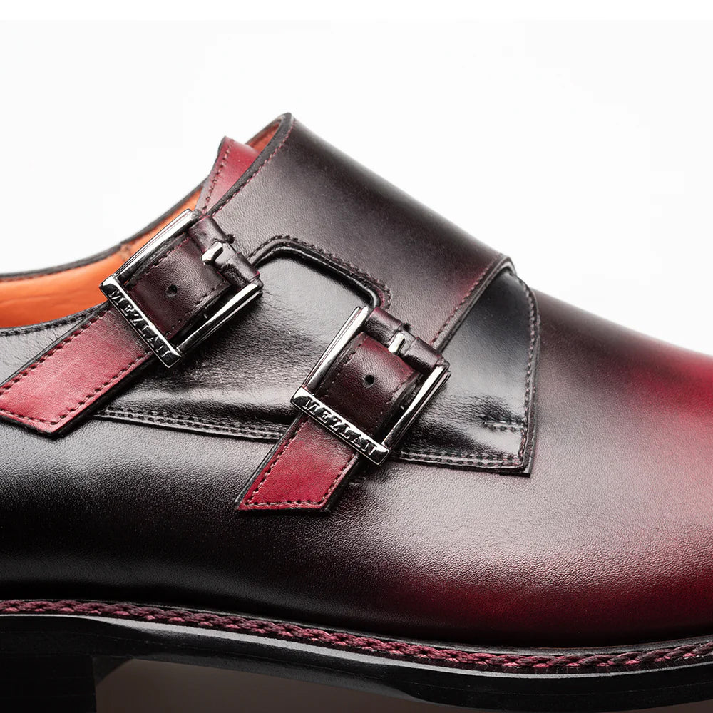 Mezlan Pintor Multi-Tone Double Monk Burgundy & Black (21244)