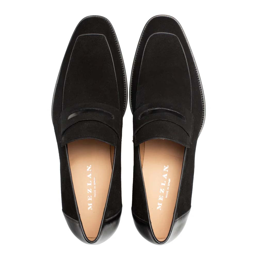 Mezlan Galeno Suede Penny Loafer Black (21247)