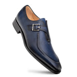 Mezlan Calfskin Apron Toe Monk Strap Blue (E21366)