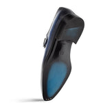 Mezlan Calfskin Apron Toe Monk Strap Blue (E21366)