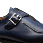 Mezlan Calfskin Apron Toe Monk Strap Blue (E21366)