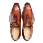 Mezlan Calfskin Apron Toe Monk Strap Cognac Rust (E21366)