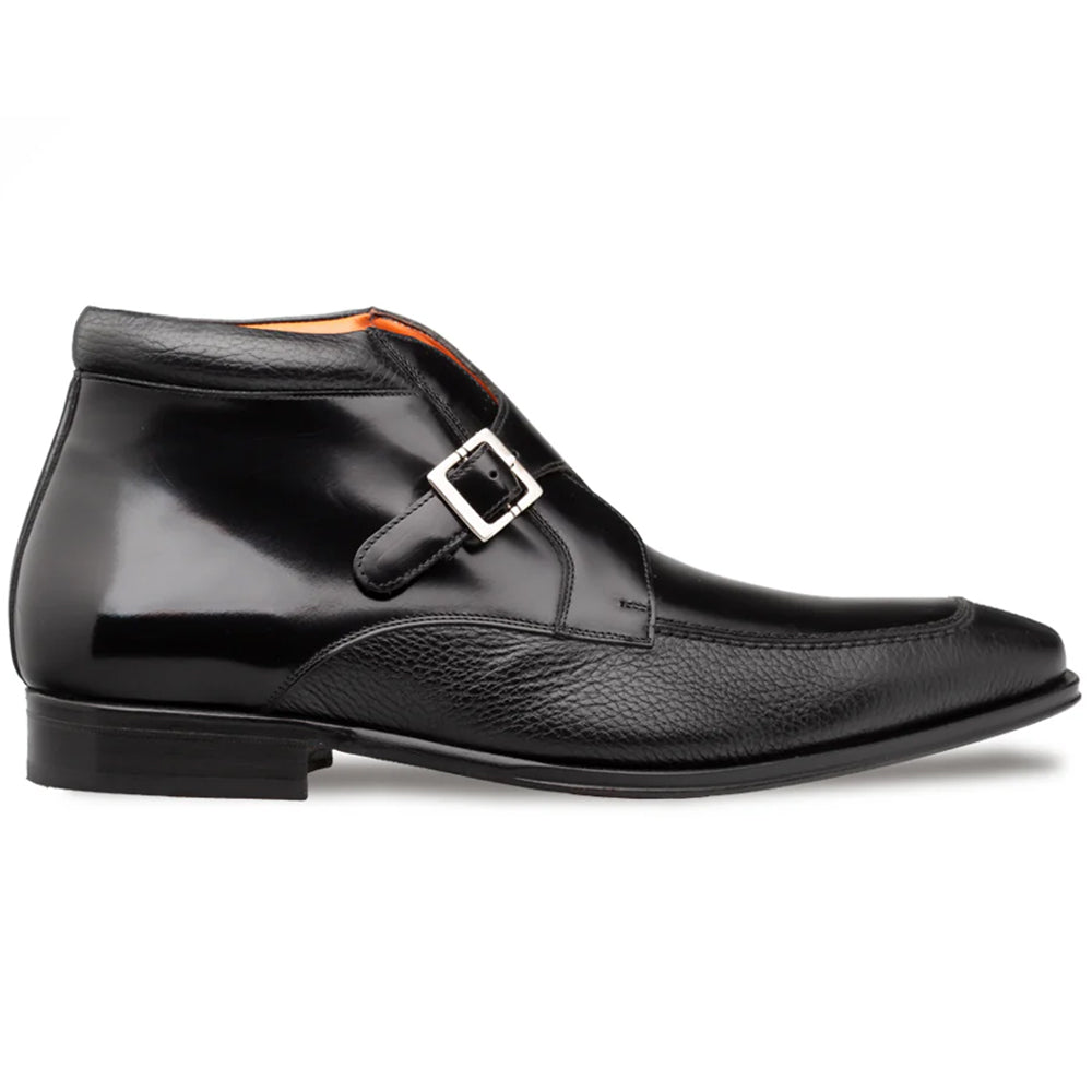 Mezlan Textured Hi-Shine Calf Monk Demiboot Black