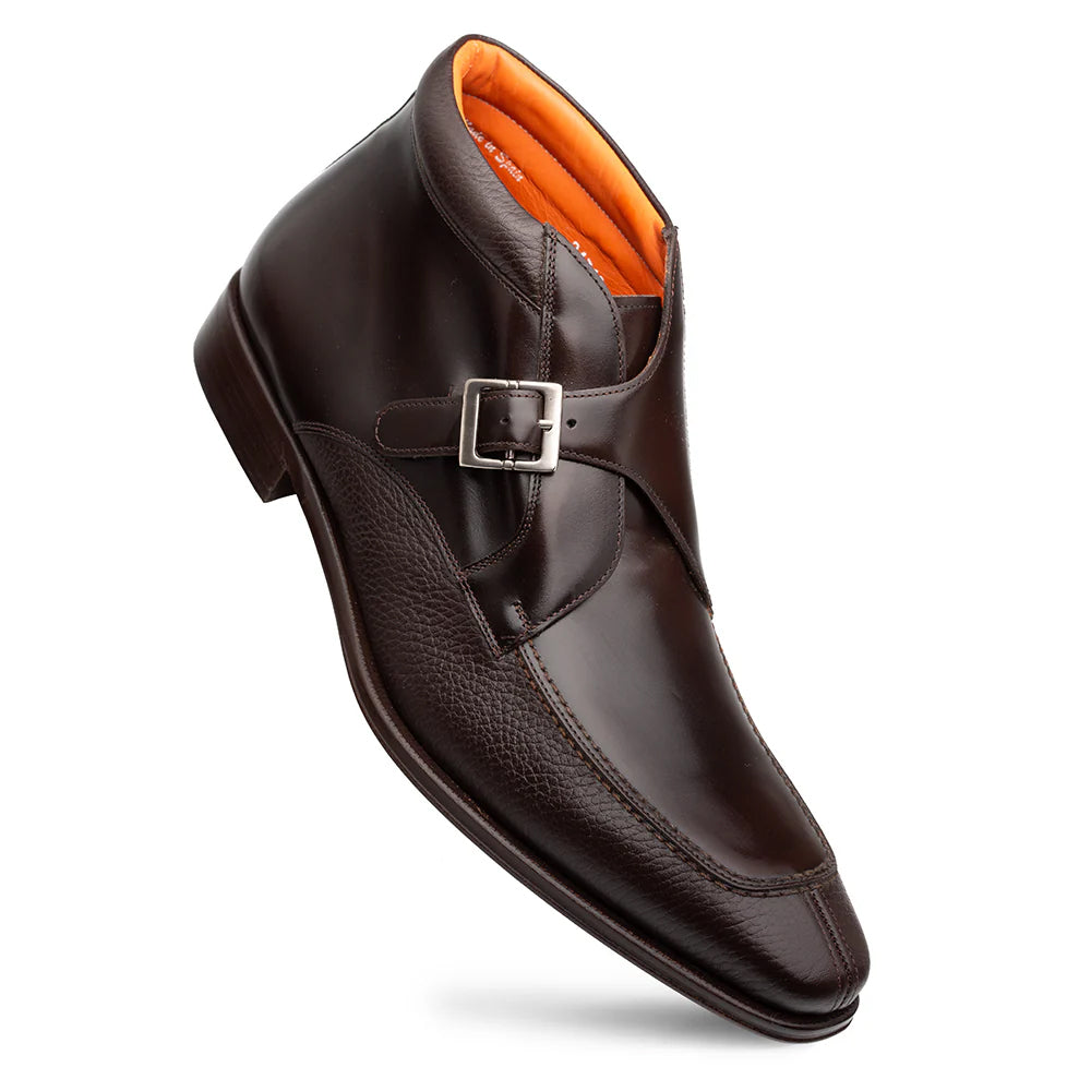 Mezlan Textured Hi-Shine Calf Monk Demiboot Black