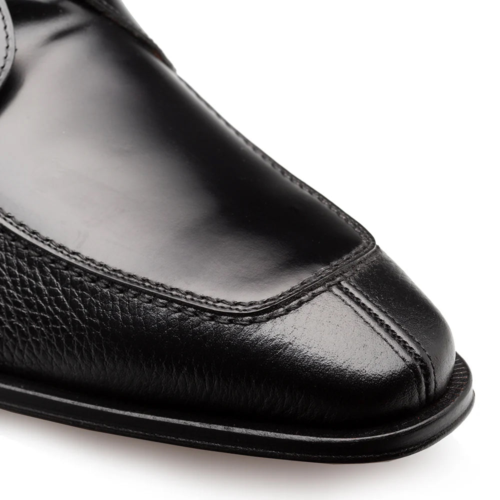 Mezlan Textured Hi-Shine Calf Monk Demiboot Black