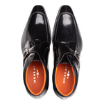 Mezlan Textured Hi-Shine Calf Monk Demiboot Black