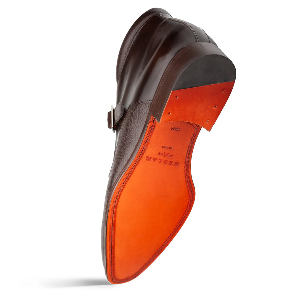 Mezlan Textured Hi-Shine Calf Monk Demiboot Brown