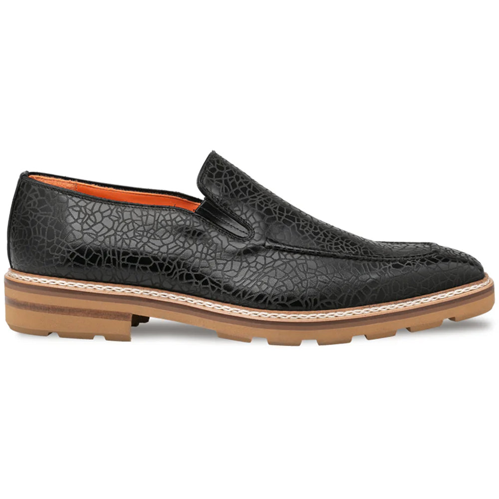 Mezlan Laser-Print Rugged Loafer Black
