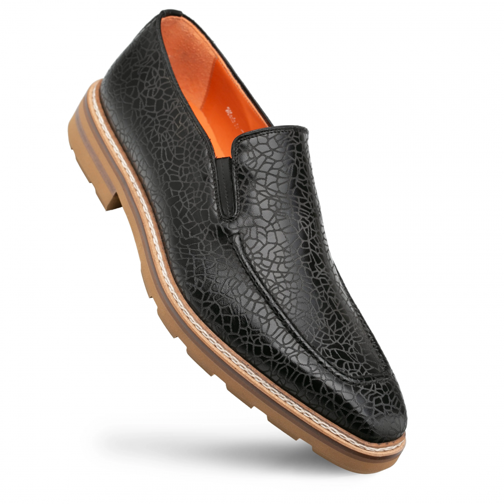 Mezlan Laser-Print Rugged Loafer Black