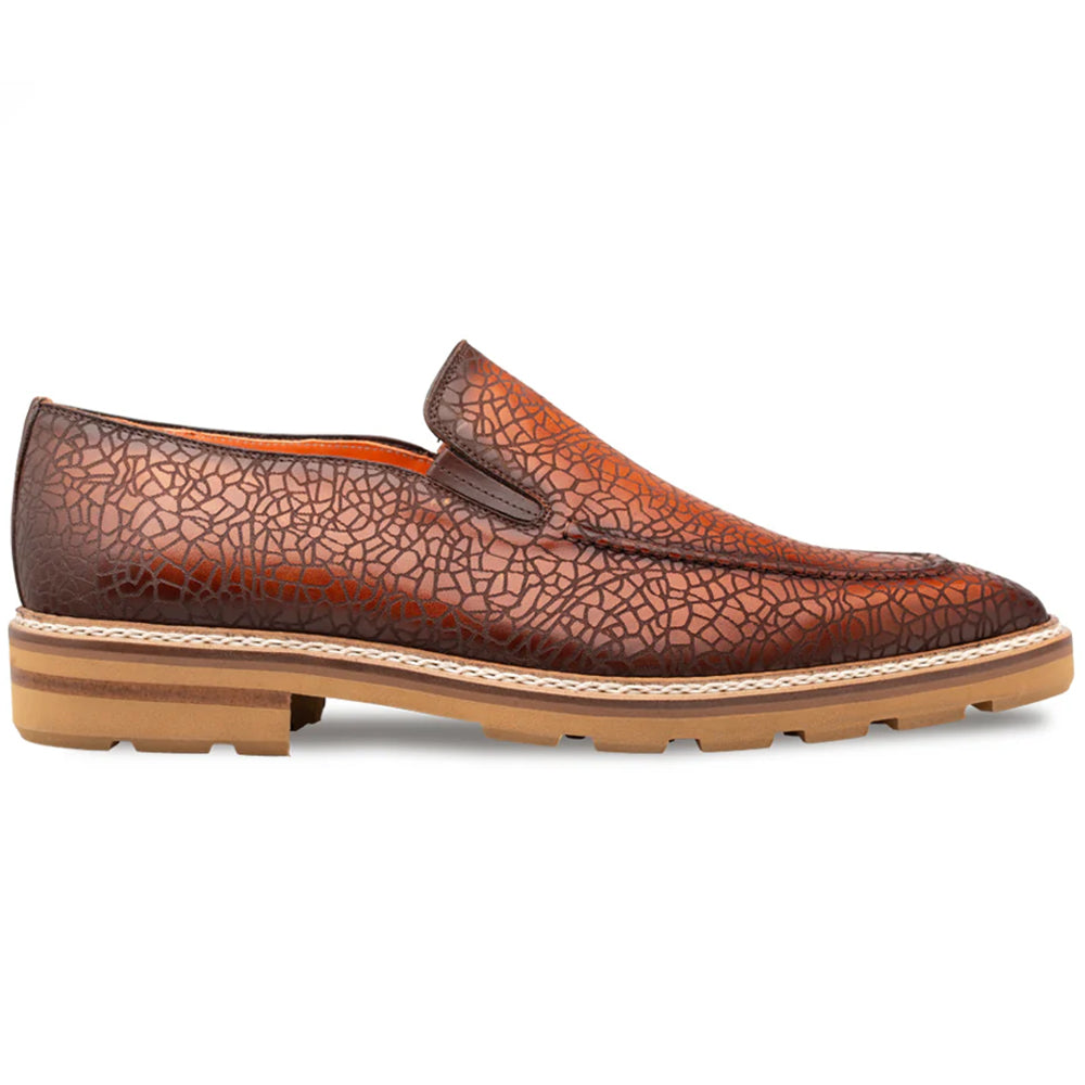 Mezlan Laser-Print Rugged Loafer Dark Cognac