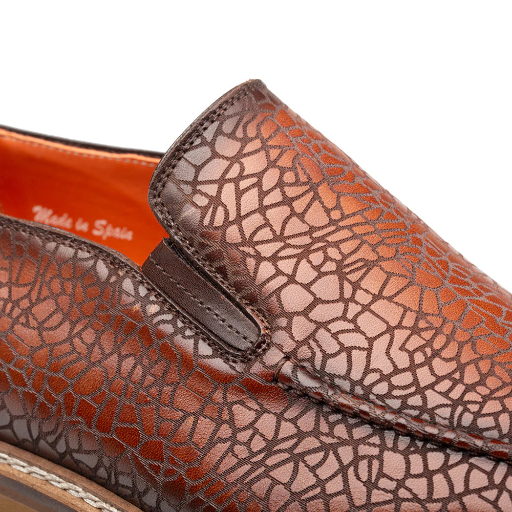 Mezlan Laser-Print Rugged Loafer Dark Cognac