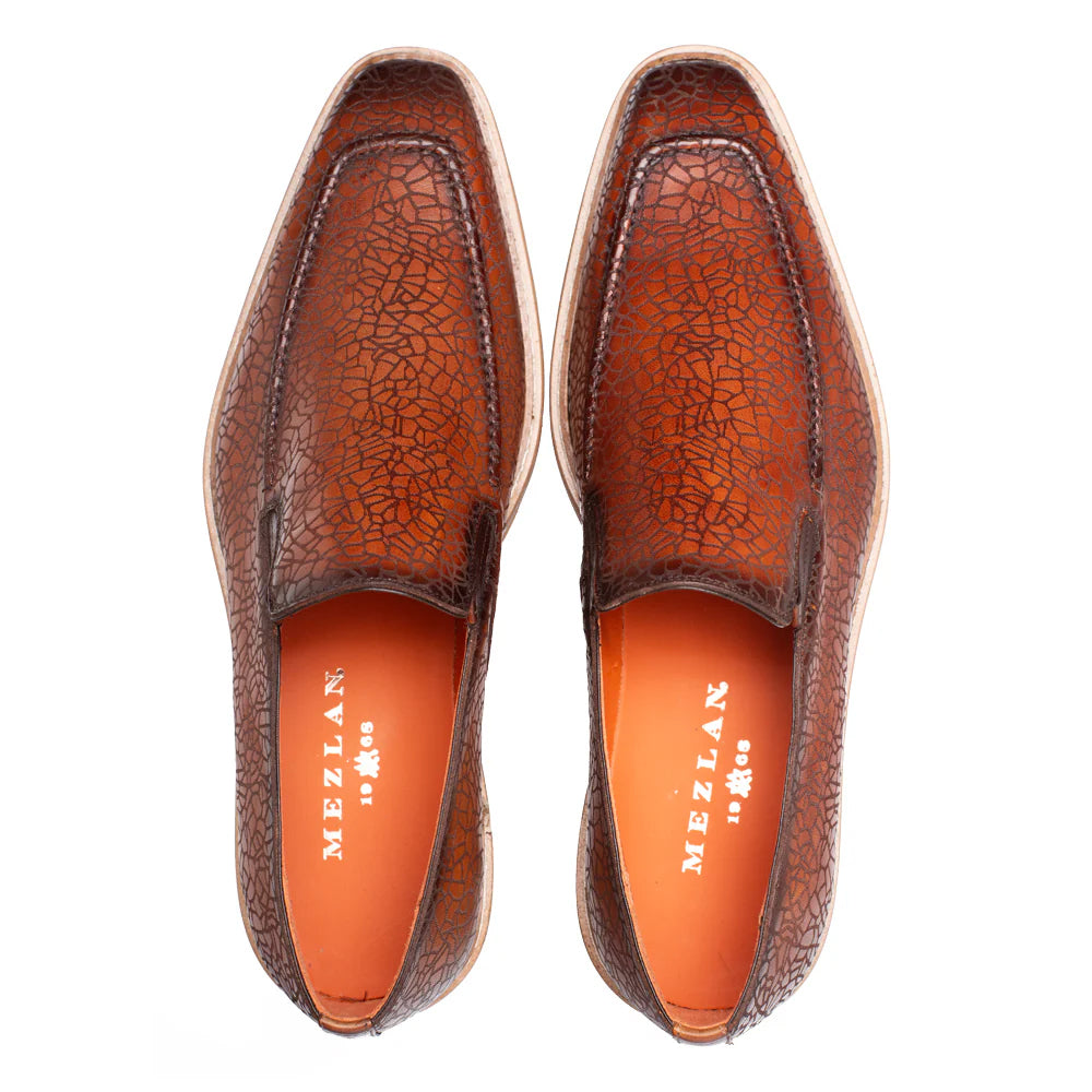 Mezlan Laser-Print Rugged Loafer Dark Cognac