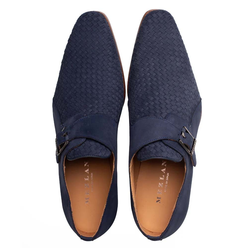 Mezlan Ayllon Woven Suede Monk Strap Blue (21520)